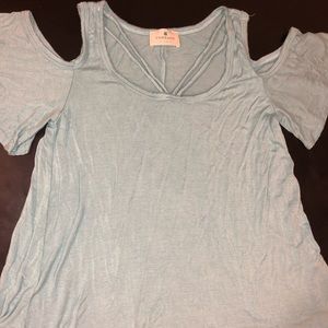 NWOT Threads Studio Blue Cold Shoulder Top